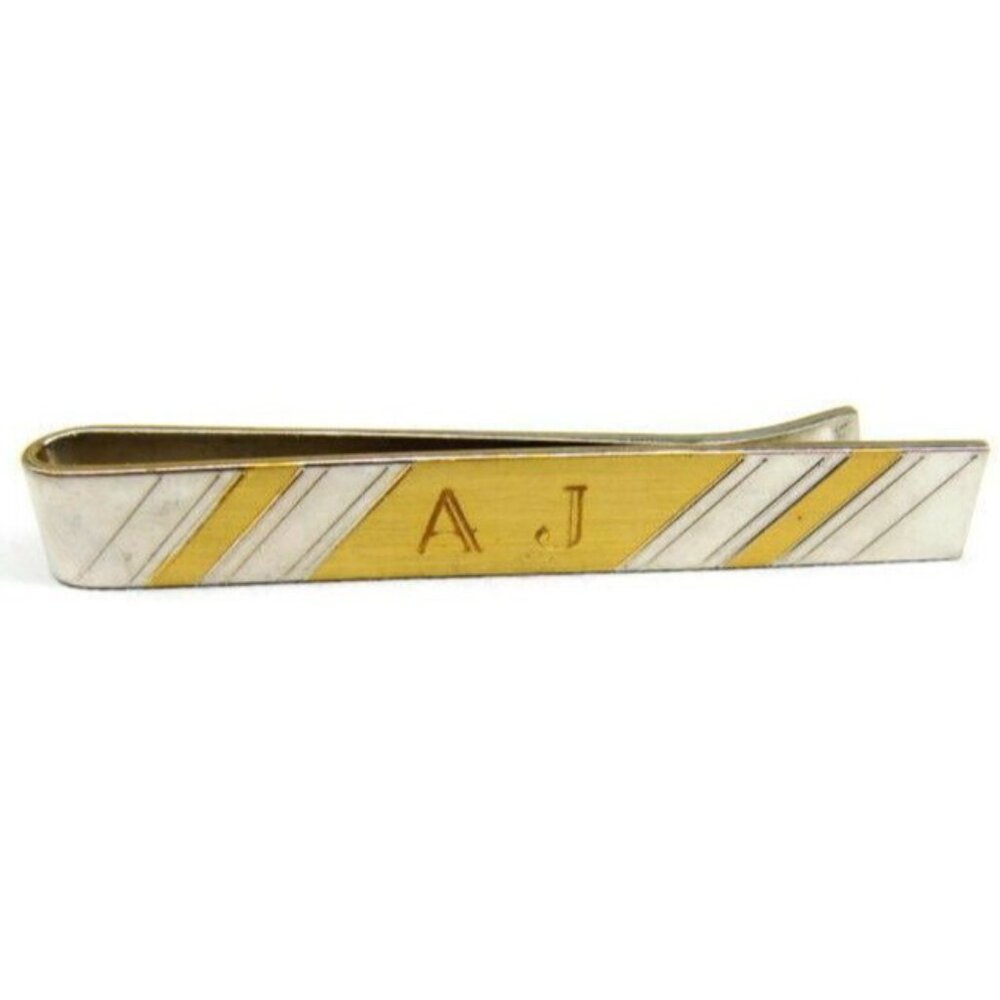 Hayward Engraved "AJ" Tie Bar Shirt Dress Vintage Back Engraved